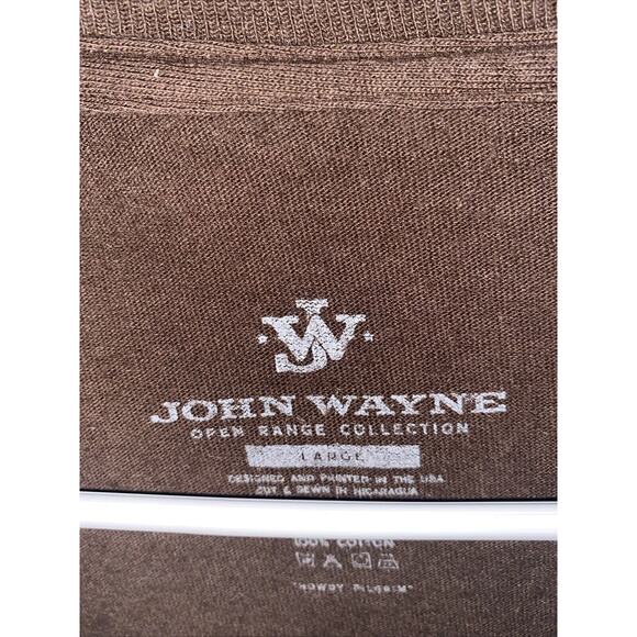 John Wayne The Duke Tshirt Gun Control Means Using Both Hands Brown L - Picture 3 of 3